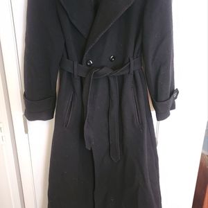 ANKLE LENGTH BLACK WOMENS PEACOAT TRENCHCOAT